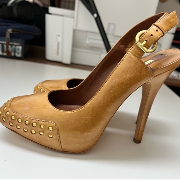 Max Studio High heel shoes women stilettos Leather Camel size 5.5 - Picture 4 of 6